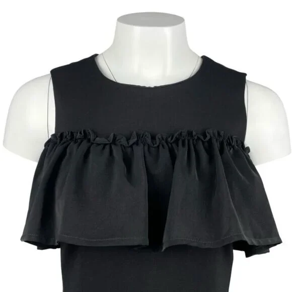 NWT STORK & BABE Maternity Ruffle Sheath Dress Sz XS Black - Picture 2 of 4